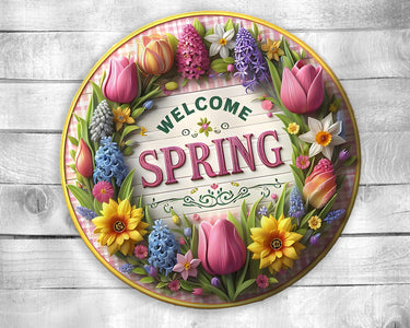 Welcome Spring Colorful Door Hanger - Bright Wooden Sign, Fun Home Decor for Front Door, Seasonal & Year-Round Use, Vibrant Entryway Accent